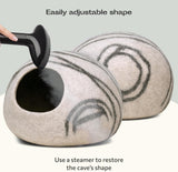 Cat Cave - Premium Felt Cat Bed for Indoor Cats, Handmade Merino Wool (Light Grey, Medium)