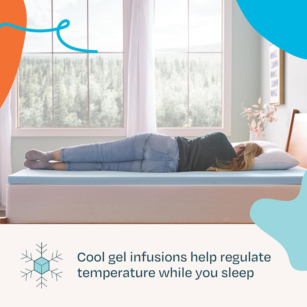 Memory Foam Mattress Topper, Full Size - 2 Inch Gel Infused Memory Foam - Plush Feel - Cooling and Pressure Relieving