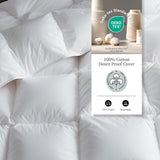 Luxury White Goose Feather Down Fiber Comforter King, 100% Cotton All Season Duvet Insert King