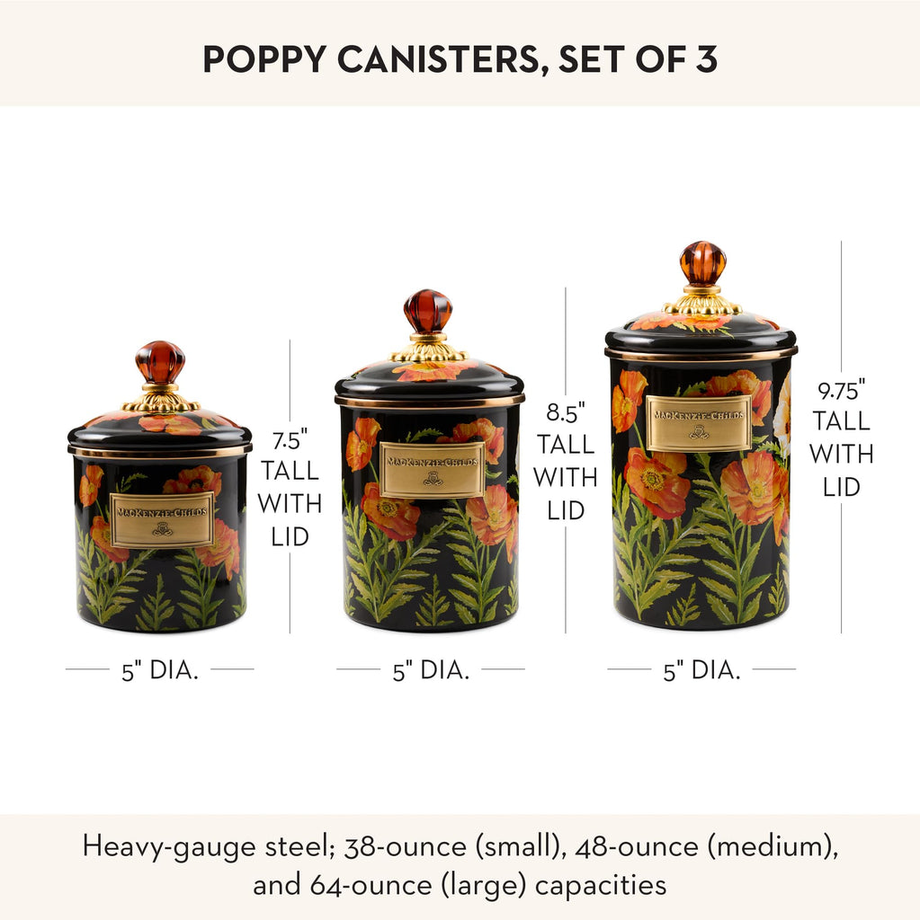 Enamel Canisters Set, Poppy