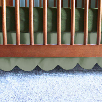 100% Microfiber Scalloped Crib Skirt 28"x 52" with 14" Inch Drop Lenght with 4 Split Corners for Baby Boys Girls Soft