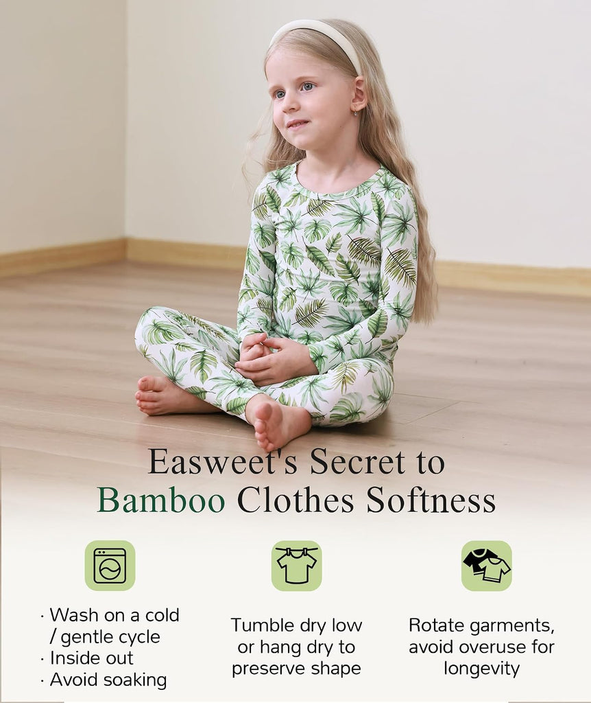 Bamboo Viscose Toddler Girls Snug Fit Pajamas 2 Piece Pjs