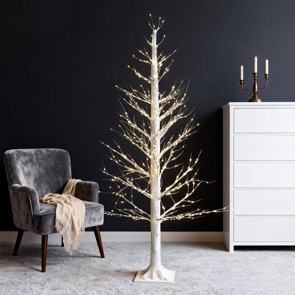 4ft Lighted Christmas Birch Tree with 650 Warm White LED Lights