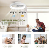 20" Modern White Flush Mount Ceiling Fan with Lights, 6 Wind Speeds, LED, Voice Control, Bedroom, Living Room, Kitchen A101-B0CQYD6LKS