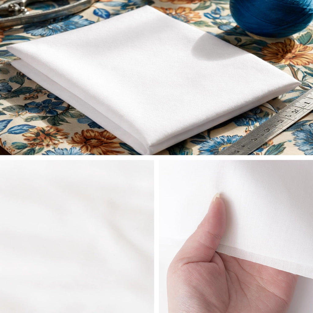 59" Wide White Fabric by The Yard, Premium Cotton Blend Cloth, Lightweight, Durable, Wrinkle-Resistant, for Cloth