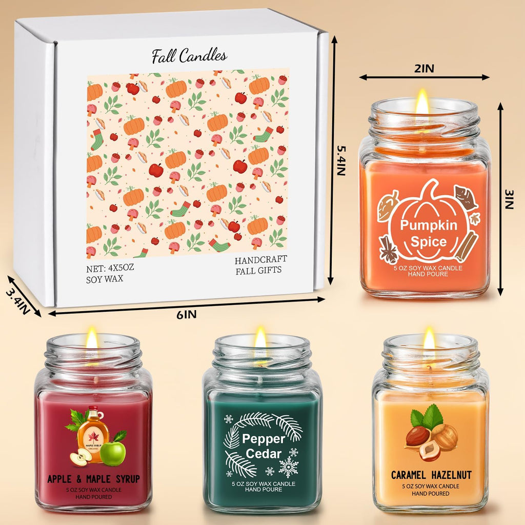 Scented Candles 4 Pack Soy Candles Set for Women Gift | Holiday Gift Decor, Holiday Candle Home Decor - Pumpkin - Set of 4