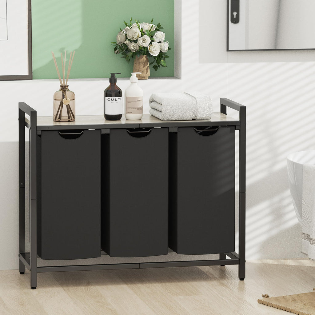 Laundry Hamper, Laundry Basket, Laundry Sorter with 2 Pull-Out and Removable Bags, Shelf, Laundry Room Storage with