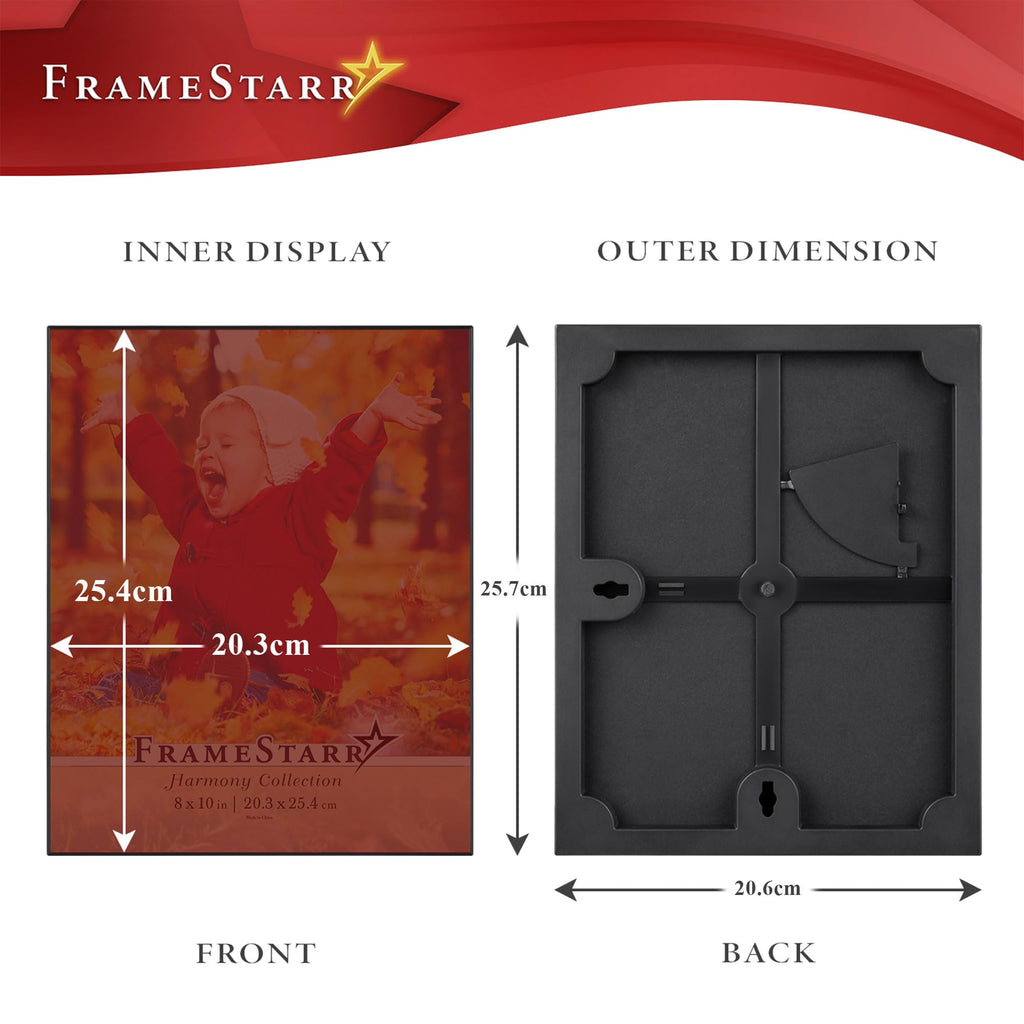 8x10 Picture Frames - Black, 3 Pack - Modern Style, Harmony Collection