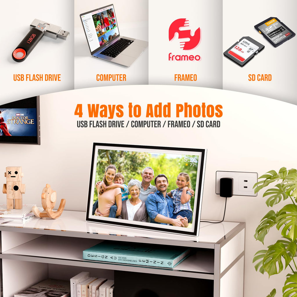 Large Digital Picture Frame with WiFi, 15.6" Full HD Touchscreen 64GB