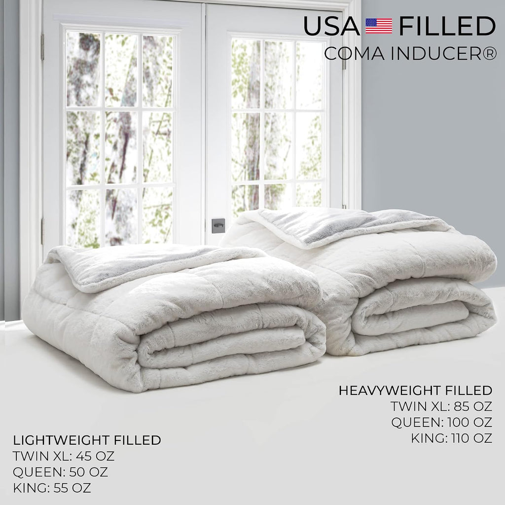 Whiteout Chunky Bunny Coma Inducer Lightweight King Oversize Comforter Set | USA Filled, Frosted Chocolate.
