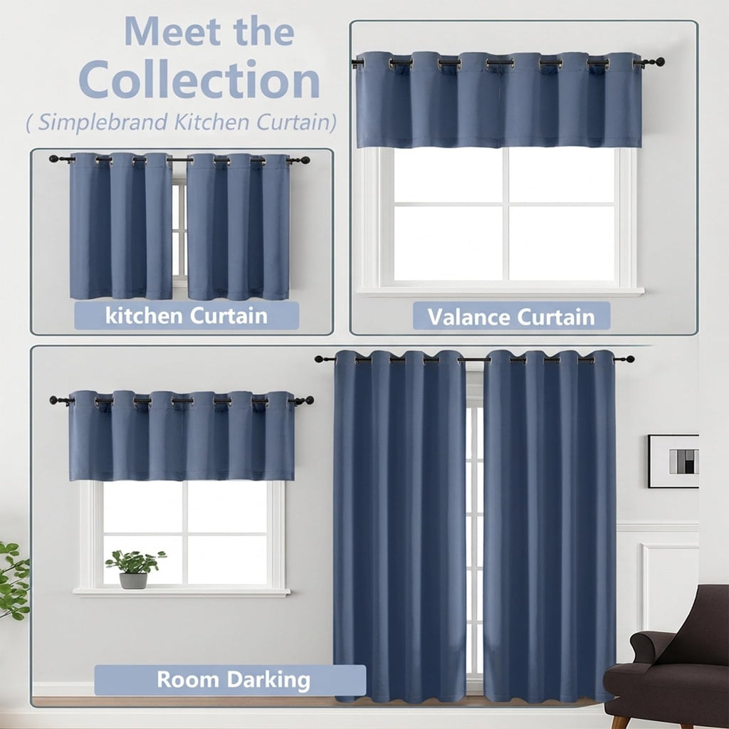 Denim Extra Long 10ft Curtains 120 Inches Long 2 Panels Set, Room Darkening Light Blocking Solid Thermal Insulated