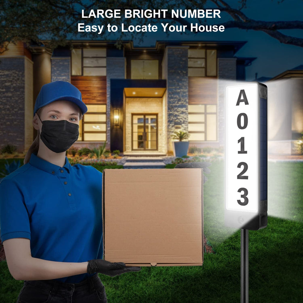 Solar Address Signs for Yard Vertical LED House Numbers for Outside