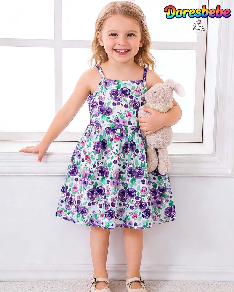 Toddle Girls Dresses Little Kid Sundresses Spring Outfits Summer Clothes Sport Playwear Dress+Bag