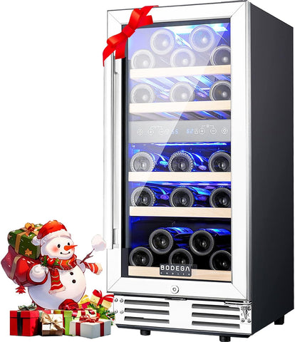 15 Inch Wine Fridge, 30 Bottles Dual Zone Wine Cooler, 41-68°F Wine Refrigerator