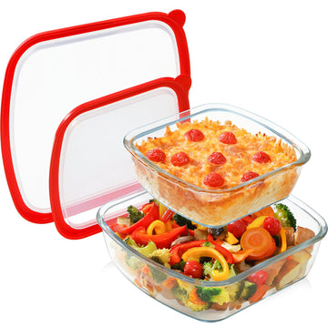 9x9 & 6.5x6.3in Square Glass Baking Dish with Lid