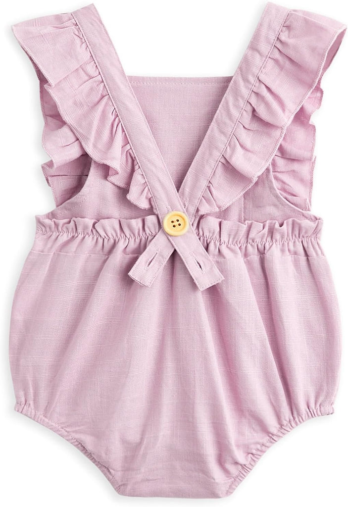 2PCS Baby Boys Girls Adjustable Slip Romper Summer Outfit Jumpsuit Cotton Linen Bodysuit