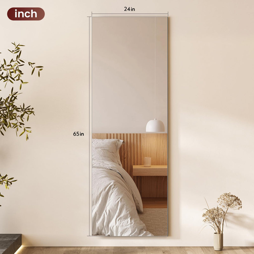 65"x24" Frameless Full Length Mirror with Stand