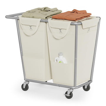 2-Section Laundry Basket with Wheels, 50.2 Gallons (190 L) Hamper