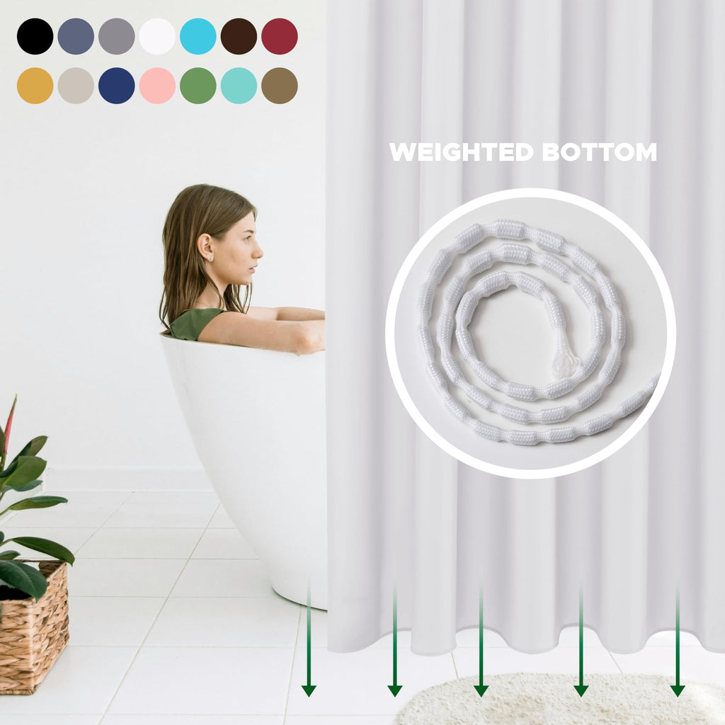 Fabric Shower Curtain Liner 96x72 Inch-White Extra Wide Shower Liners