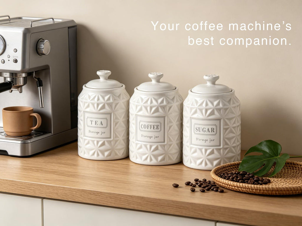 Azure Starfield Ceramic Canisters Sets For The Kitchen Canisters For Countertop Set of 3 Airtight Coffee Canisters