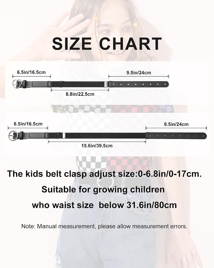 Kids Elastic Leather Belt for Girls Boys Toddler