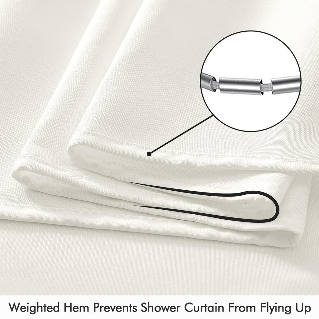 White Extra Long Linen Fabric Shower Curtain Set - W72xL108