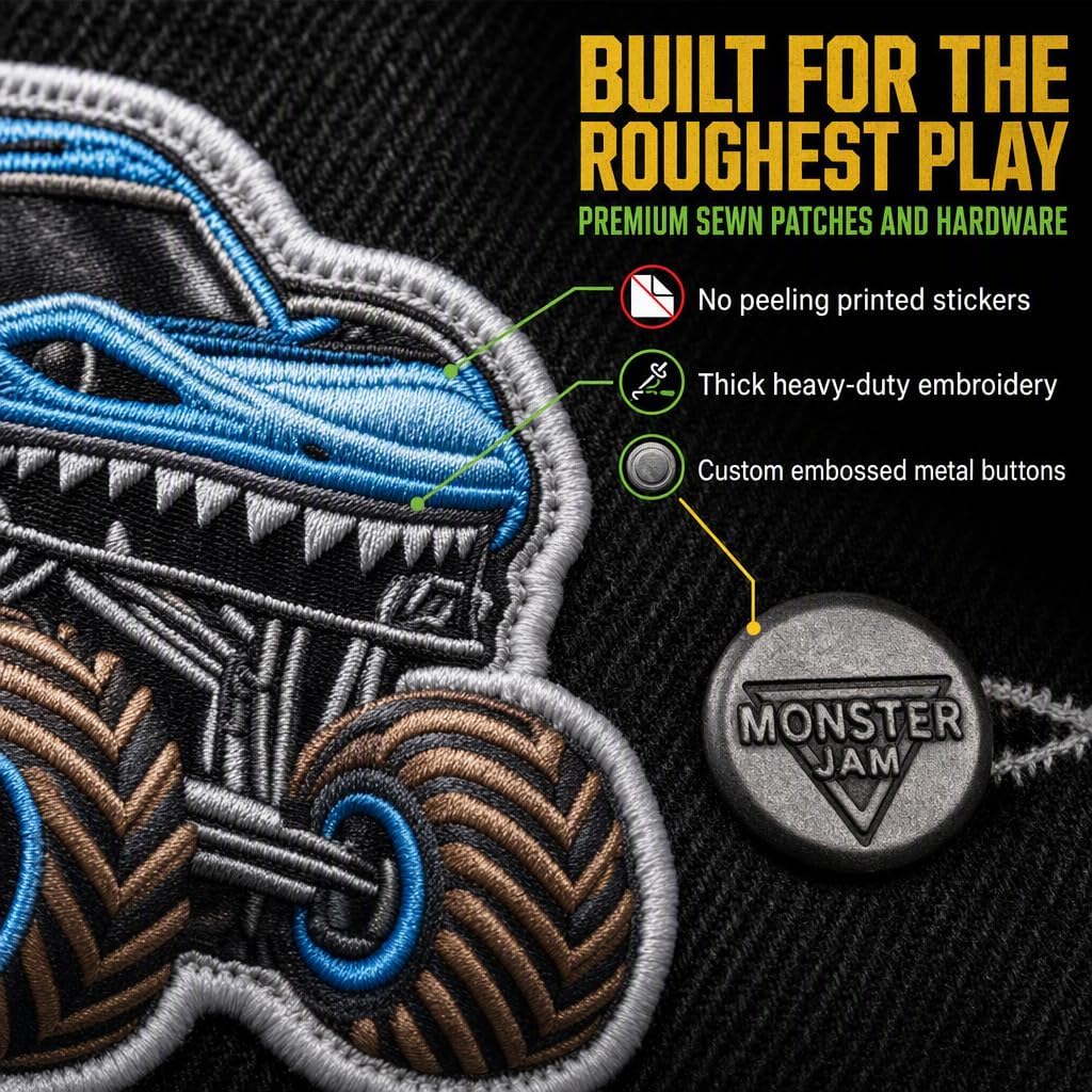 Denim Jacket Logo Toddler to Big Kid Grave Digger El Toro Loco Megalodon