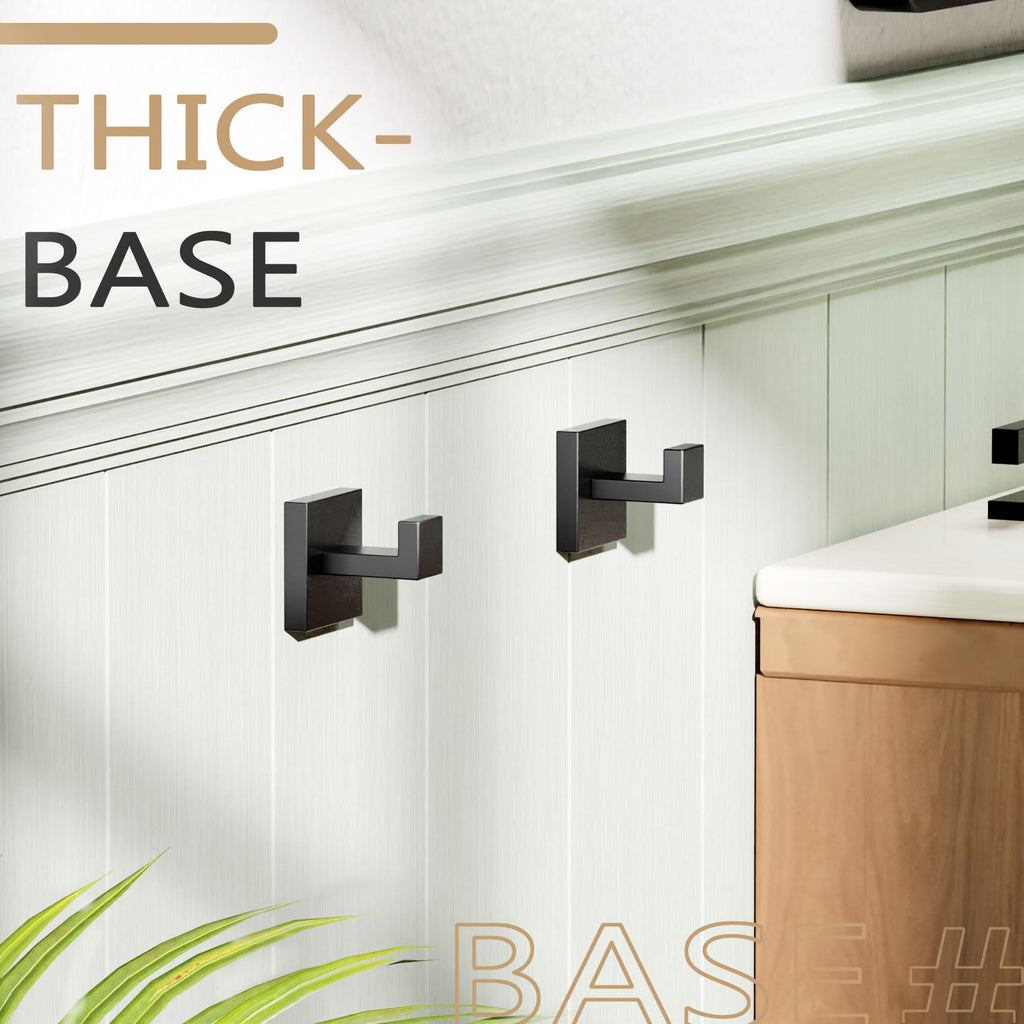 Bath Towel Hook Wall Mount Square Robe Hook Coat Hook, Bathroom Kitchen Garage Heavy Duty Wall Mounted, SUS 304