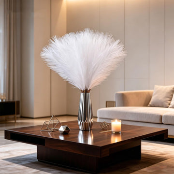 150pcs White Pampas Grass 21.6 Inch Non-Shedding Faux Pampas Grass Decor, Fluffy Artificial Pampas for Boho Home