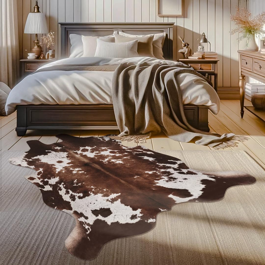 Faux Cowhide Cow Print Rug, Animal Hide Western Decor, 4. .2 Feet