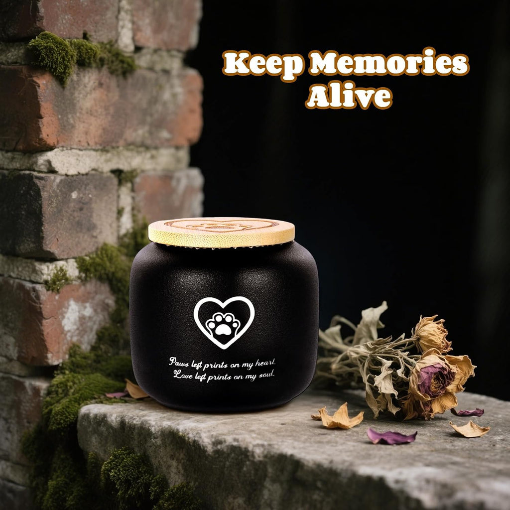 Ceramic Pet Ash Urn for Small/Medium Cats & Dogs, Funeral Cremation Urn, Memorial Keepsake Decorative Urns