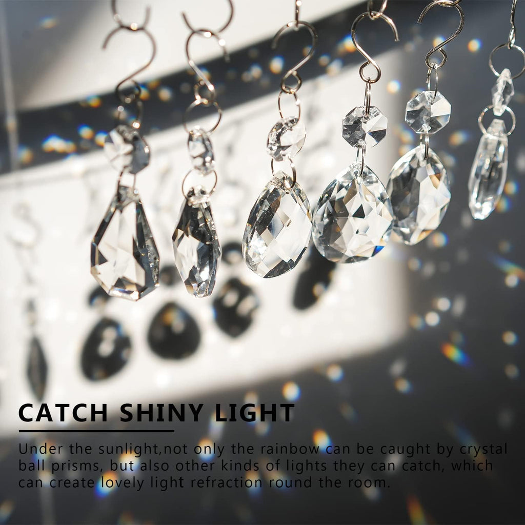 12 Pcs Crystal Chandelier Prisms Rainbow Hanging Crystals Suncatcher - Clear Chandelier Replacement Crystal Sun