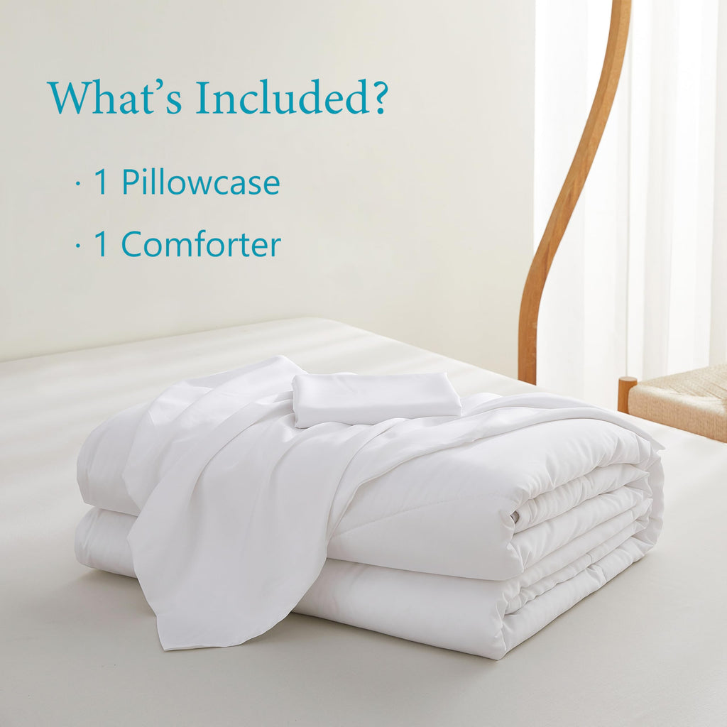 Bamboo Viscose Comforter Set Twin Size 2 Pieces - White
