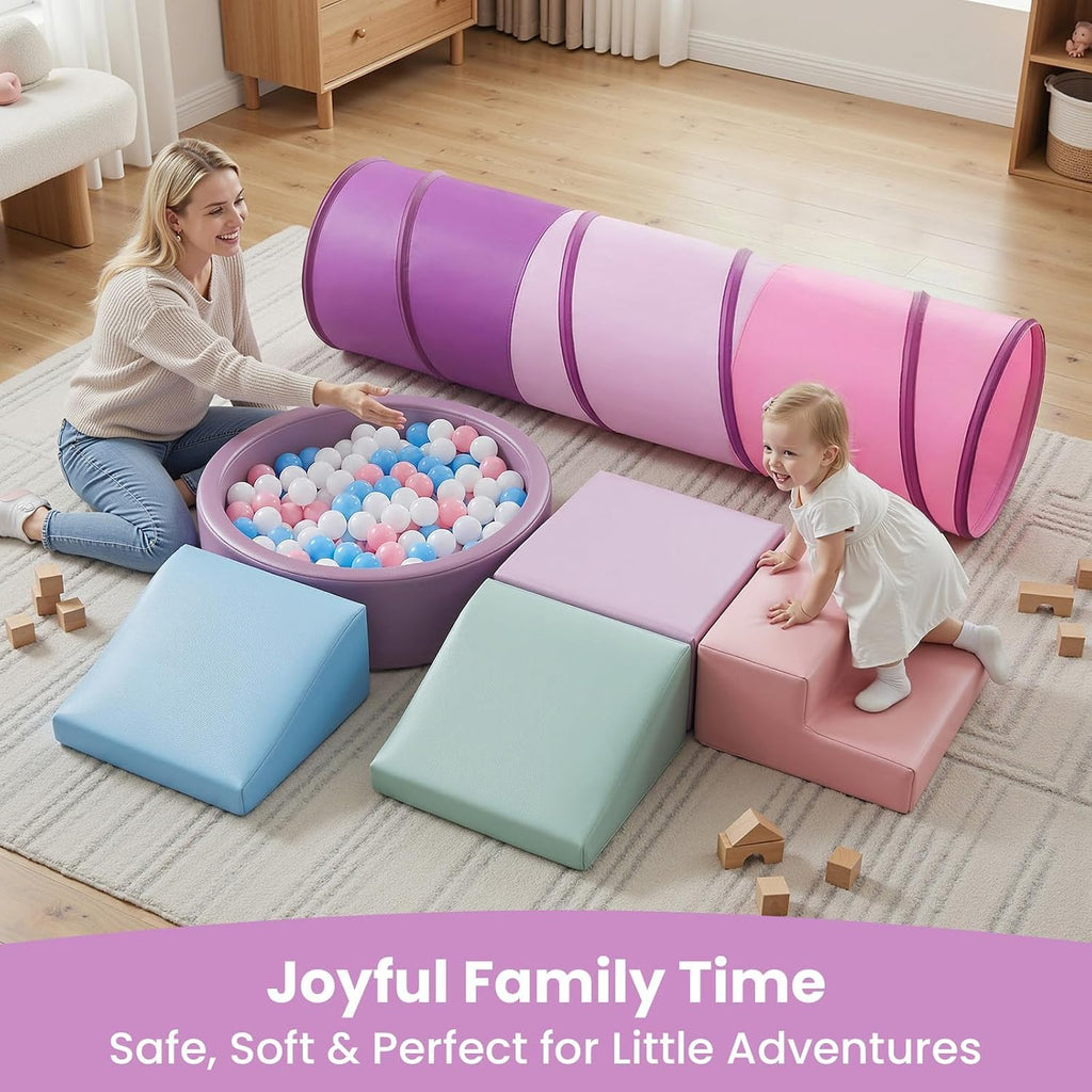 Foam Climbing Blocks with Ball Pit & Crawl Tunnel Toys for Toddlers 1-3