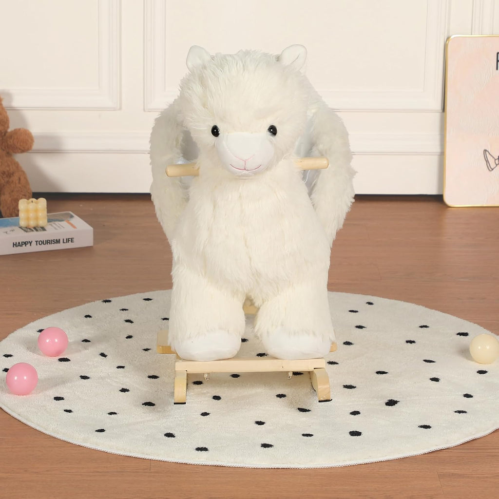 Baby Rocking Horse, Plush Alpaca Rocking Horse with Music