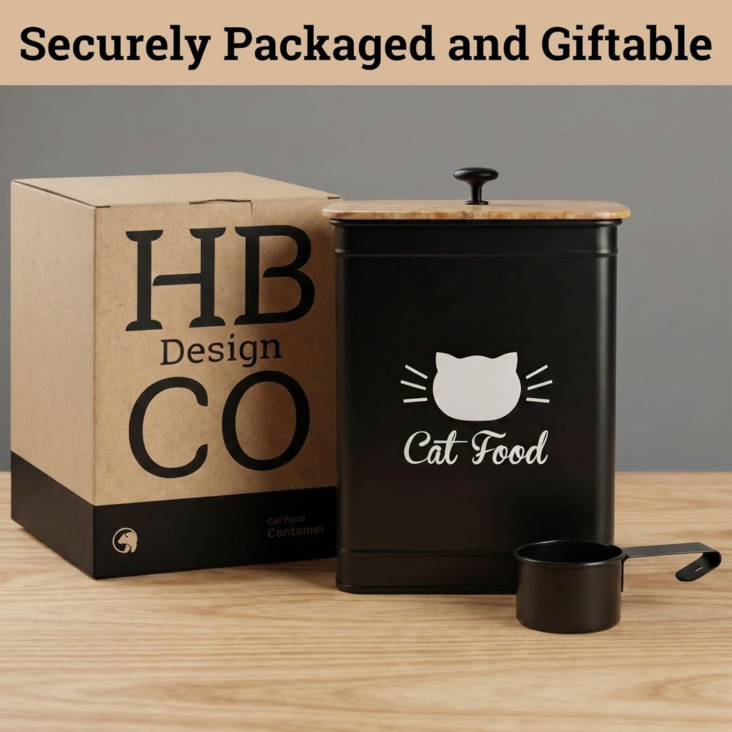 Cat Food Container with Scoop 5-7 lb (25 Cup), with Airtight Bamboo Lid