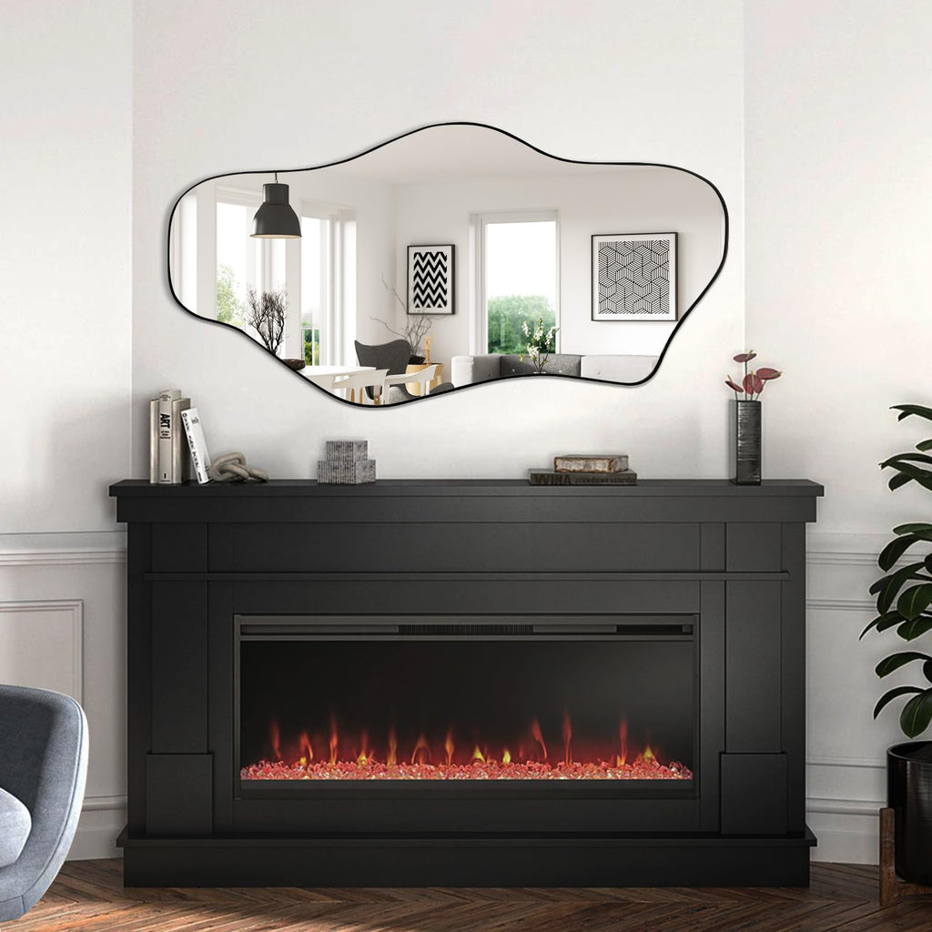 Irregular Mirror, 47.2"x23" Large Asymmetrical Wall Mirror, Odd Shaped Mirrors, Modern Abstract Frameless Mirrors