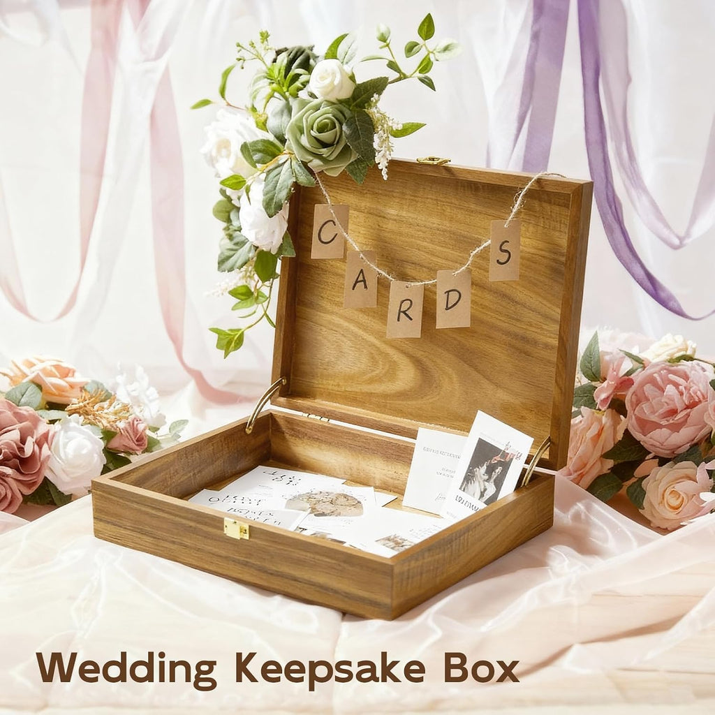 Acacia Wood Keepsake Box, Large Decorative Box, Memories Box with Lids, Wedding Keepsake Box, Jewelry Box, Prayer