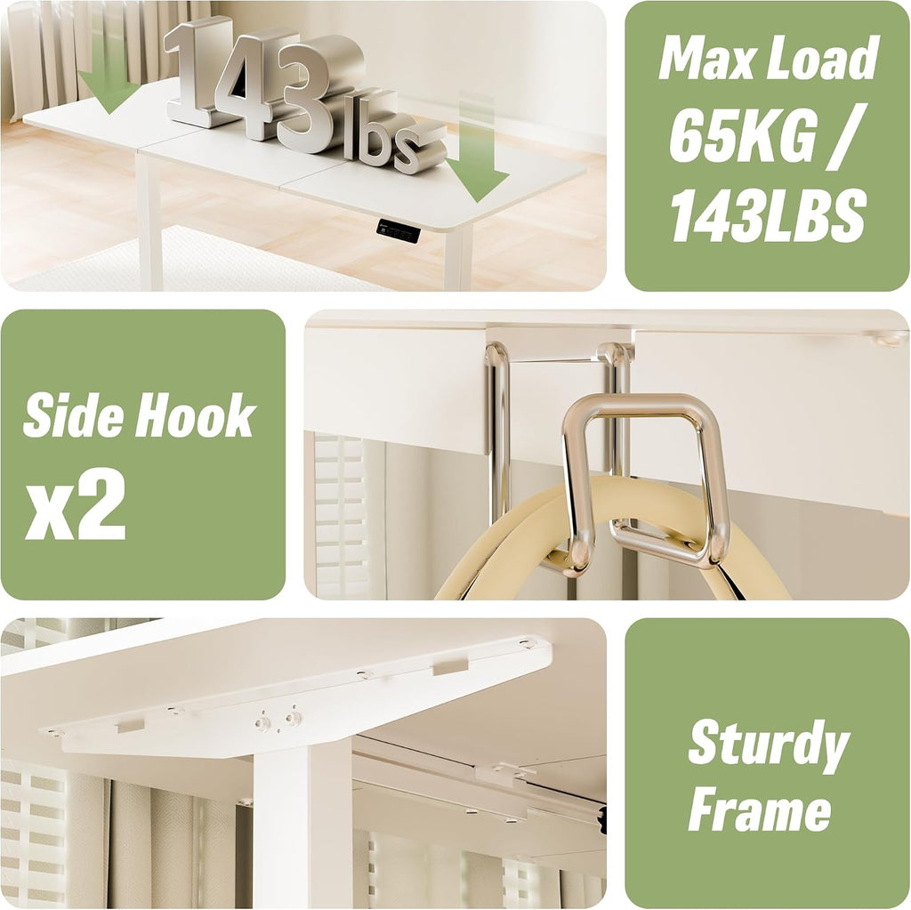 55"x24" Standing Desk, Height Adjustable Sit-Stand Office,White | Electric Adjustable Standing Desk, Sit to Stand