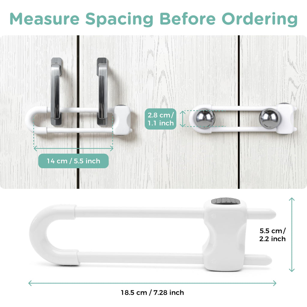 Child Safety Sliding Cabinet Locks, White, 10 Pack, 6 Inch