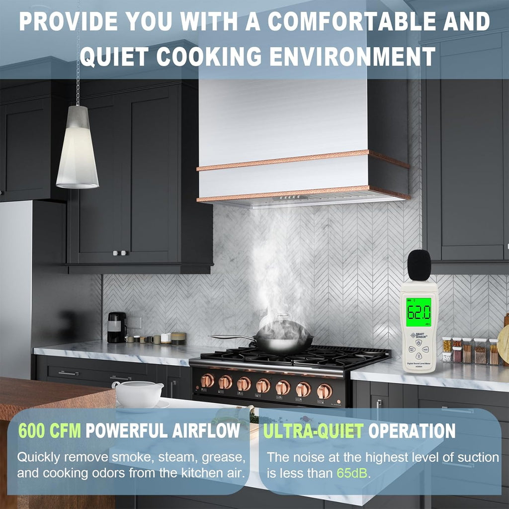 30 Inch Copper Wall Mount Range Hood Ducted
