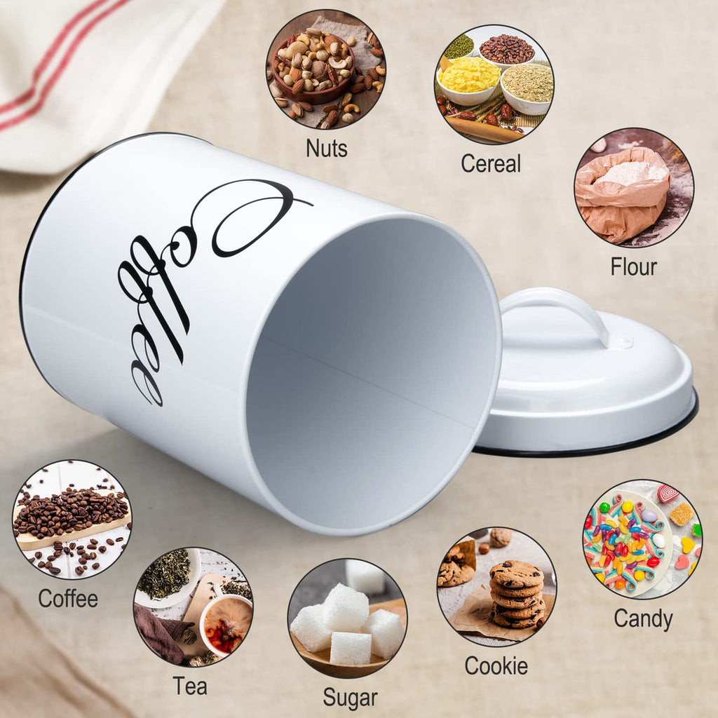 Coffee Tea Sugar Containers for Countertop, 3-Piece Stainless Steel Kitchen Canisters Set, Sugar Jar Coffee Jar with