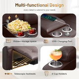 Loveseat Recliner Sofa, Home Theater Seating with Massage, RV Wall Hugger Reclining Couch with Console, USB