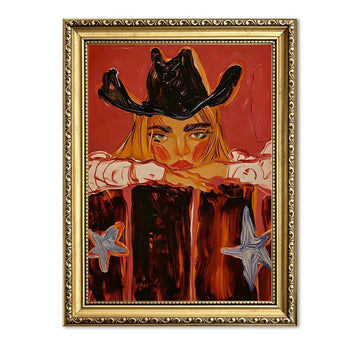 Western Cowgirl Wall Art Vintage Western Cowboy Woman Wall Decor Painting Abstract Southwestern Cowgirl Canvas Print
