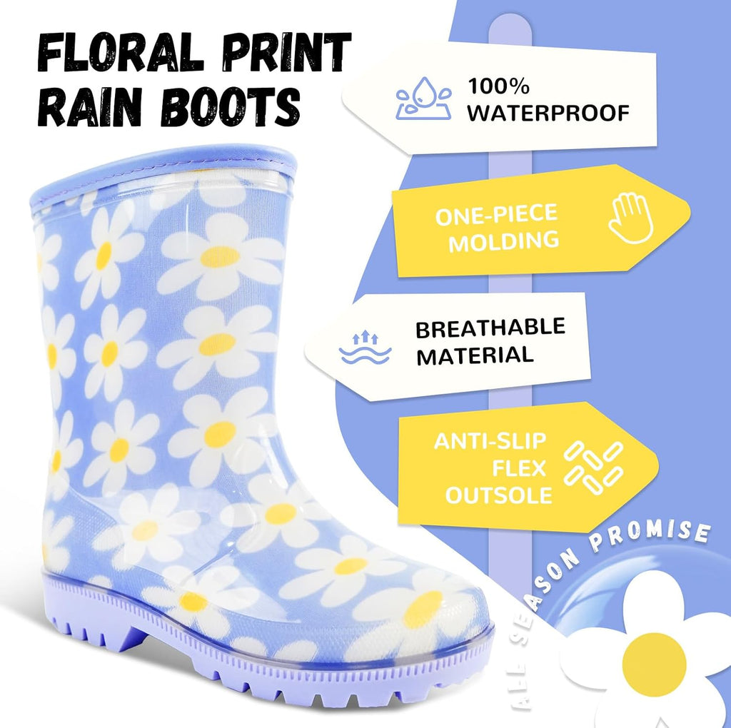 Kids Rain Boots, Fun Design Waterproof Boots