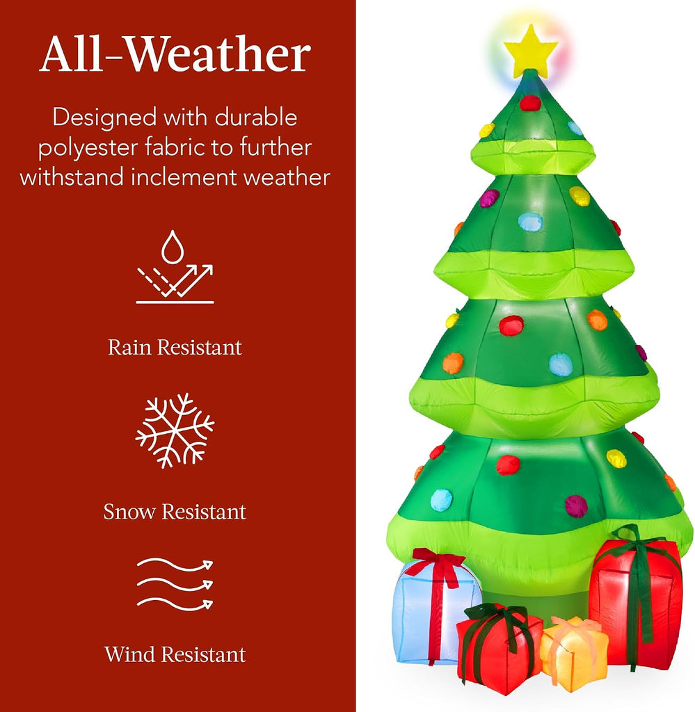 10ft Inflatable Christmas Tree, Large Lighted Outdoor Blow Up Holiday Decor for Yard, Lawn, Backyard, Home w/ 10 LED