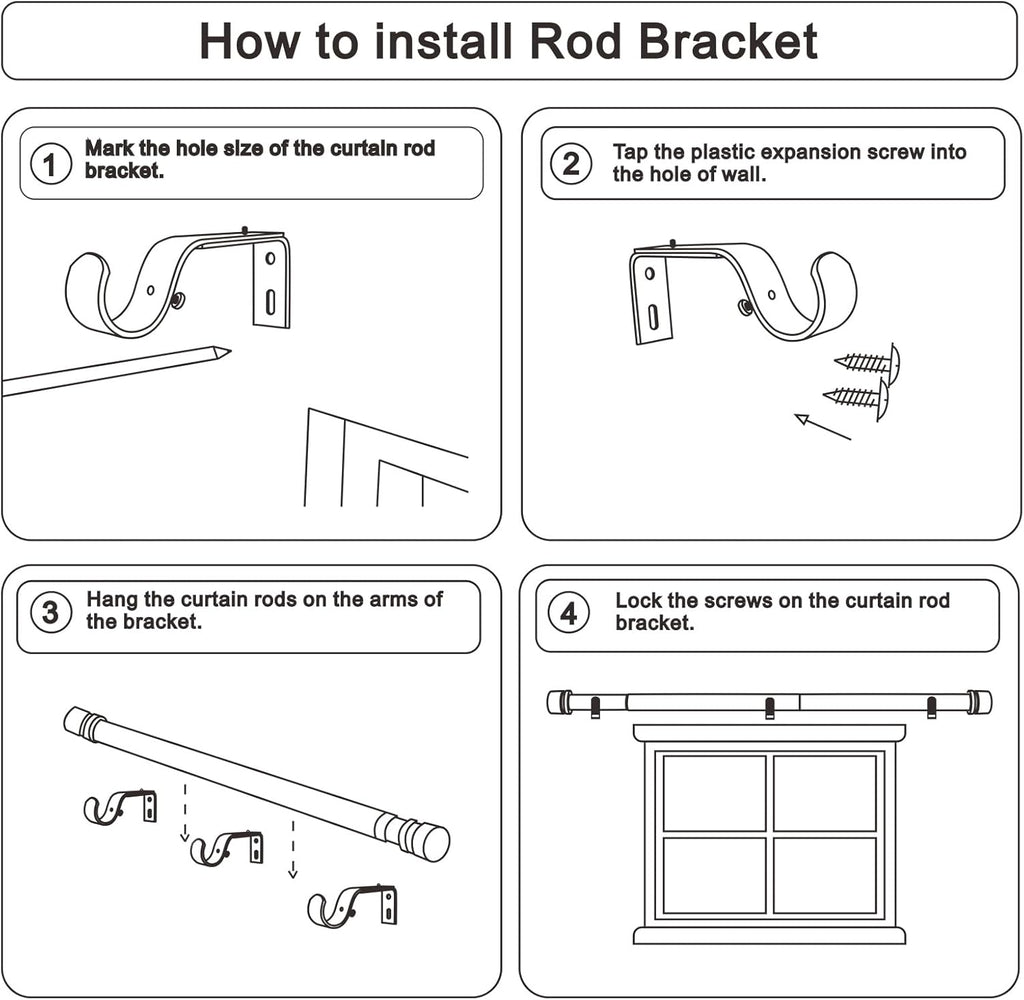Curtain Rods for Windows 16 to 88 Inches Adjustable Length 1 Inch Diameter Window Curtain Rod with Aluminium End Cap
