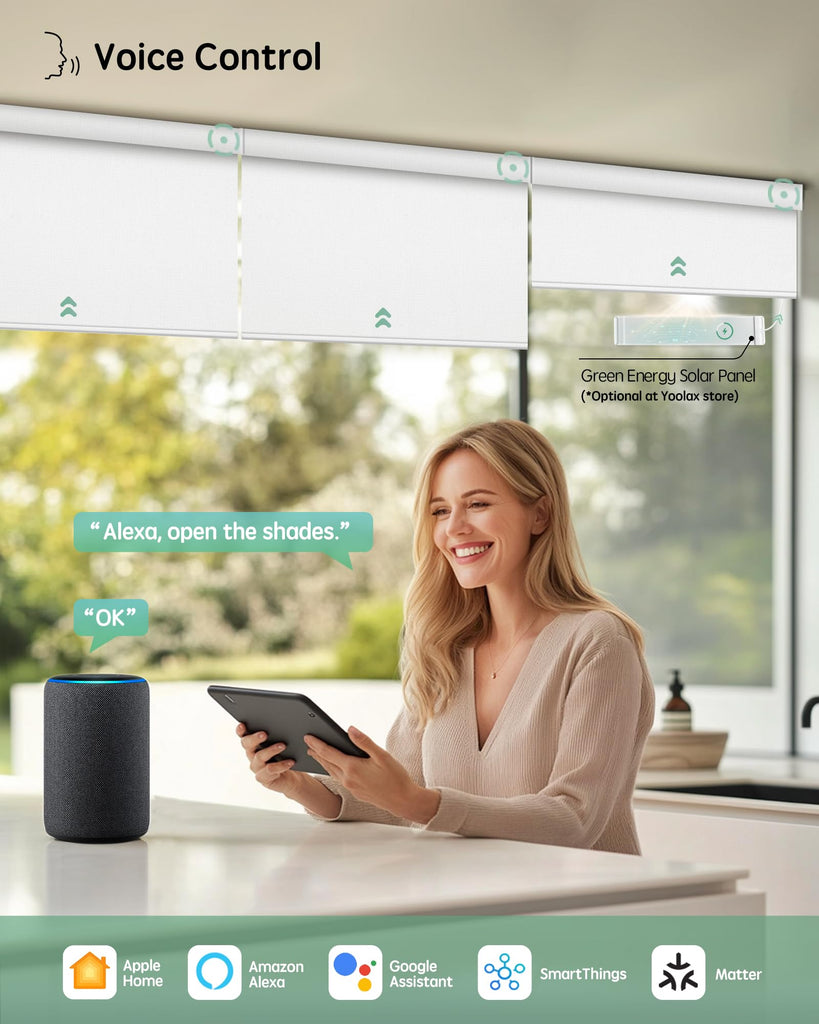 Motorized Blinds with Remote, 100% Blackout Smart Blinds Custom Size