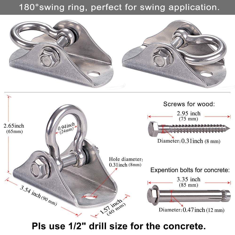 Heavy Duty Swing Hanger Stainless Steel Ceiling Swing Hooks 2 Pack