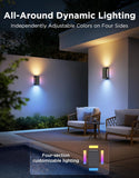 Outdoor UpDown Wall Light, 2 Pack, 1200LM RGBICWW Smart Porch Lights Outdoor with 64 Scene Modes